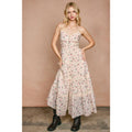 Blumen Polka Dot Lace Trim Tiered Maxi Kleid