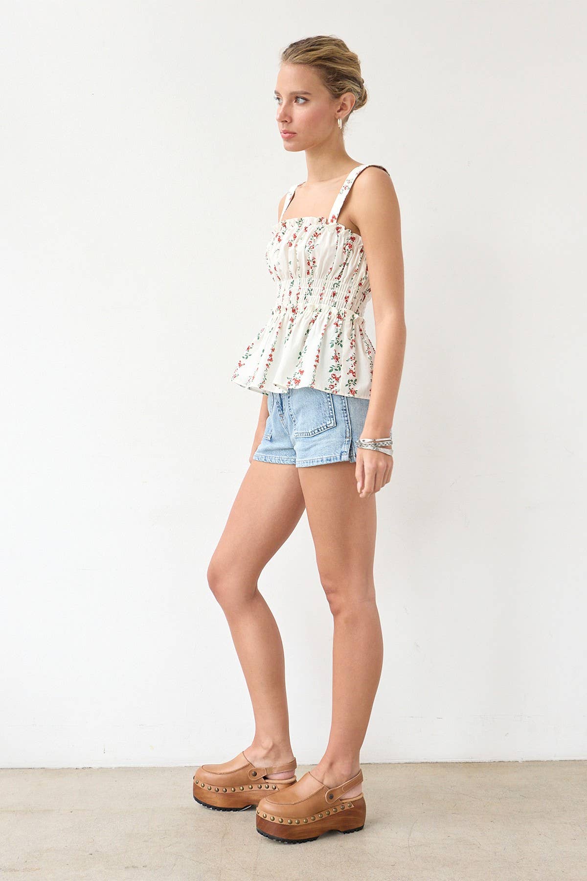 Smocked Ärmellos Top