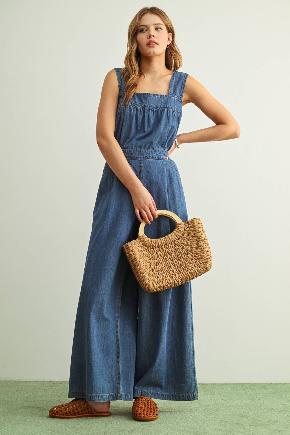 Ärmellos Denim Chambray Jumpsuit (Deutsche Ausgabe)