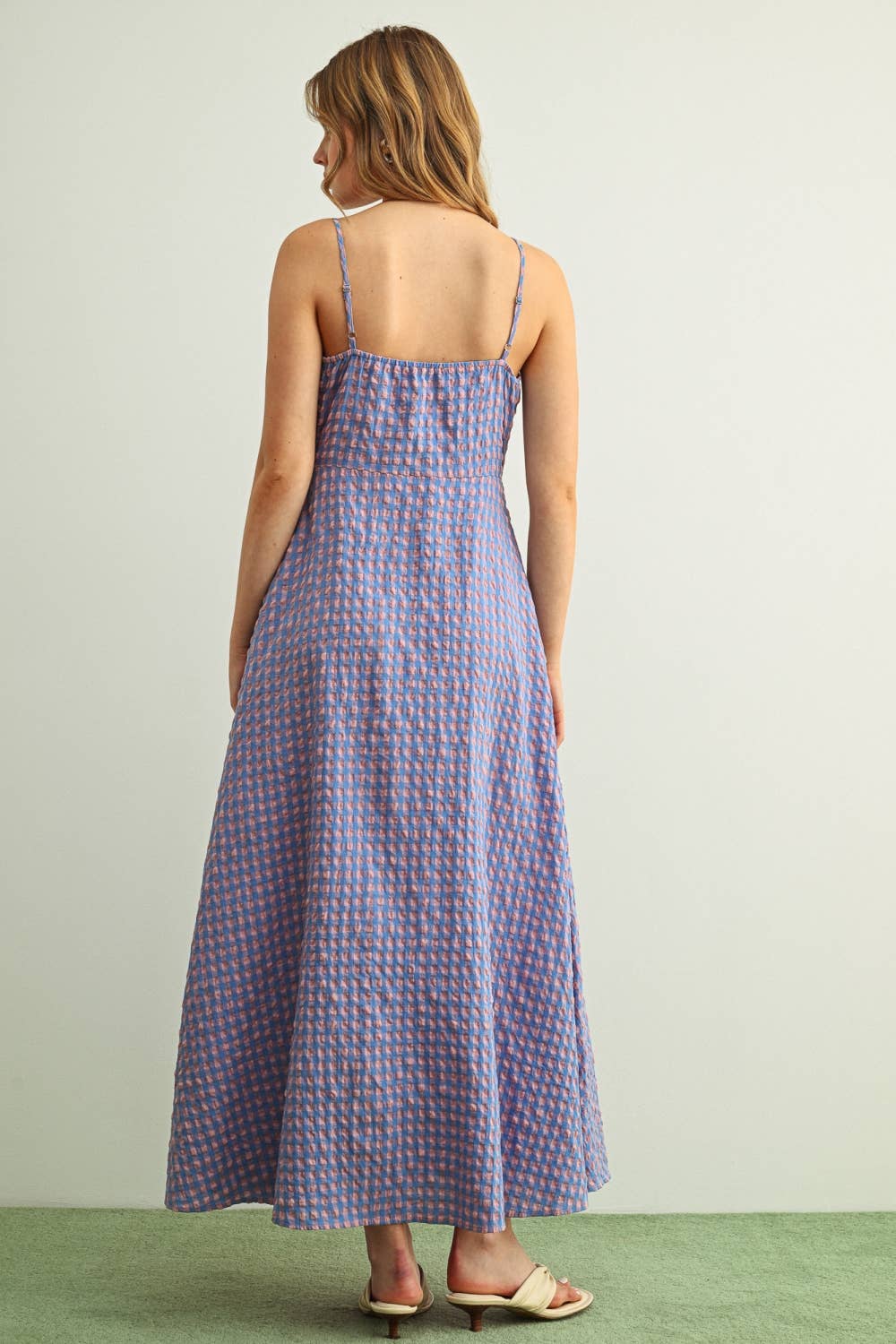 Gingham Patterned Langes Kleid
