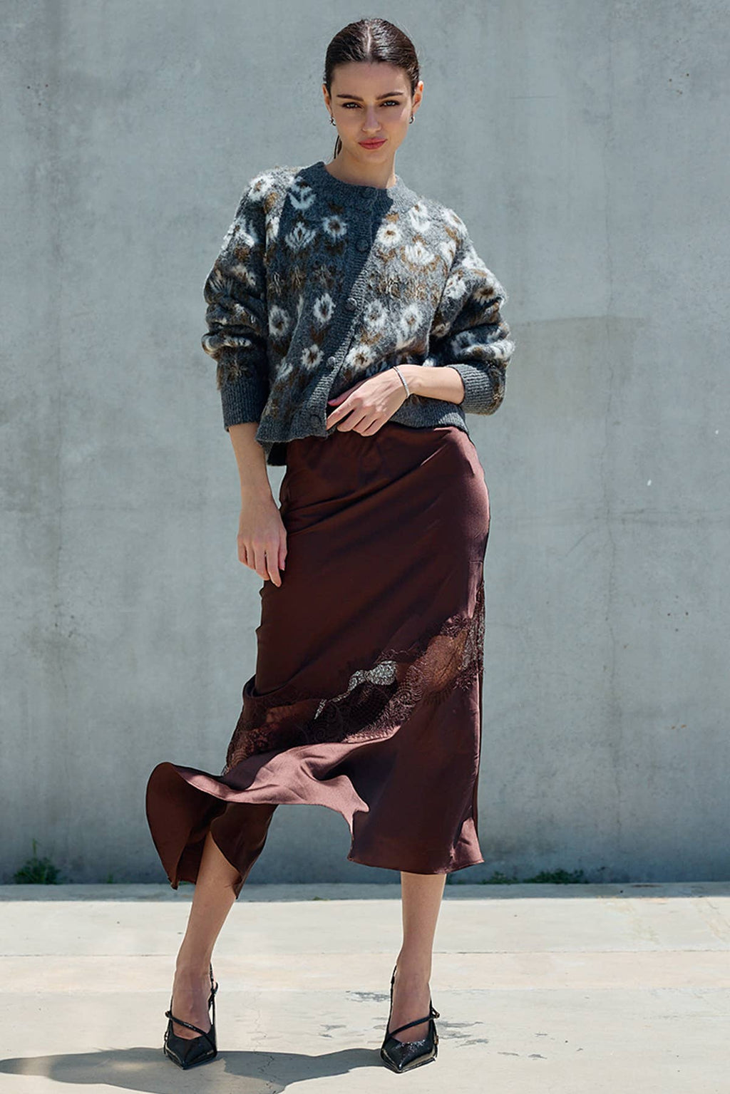 Fuzzy Nordic Blumen Diamond Knit Cardigan