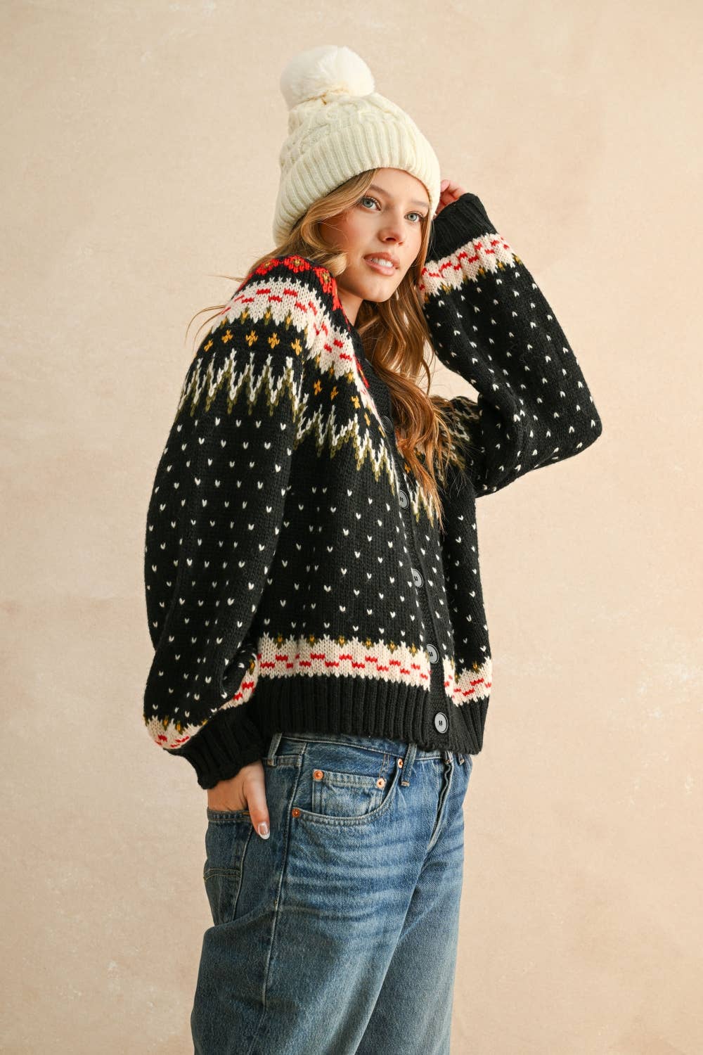 Mehrfarbiger Pullover Cardigan