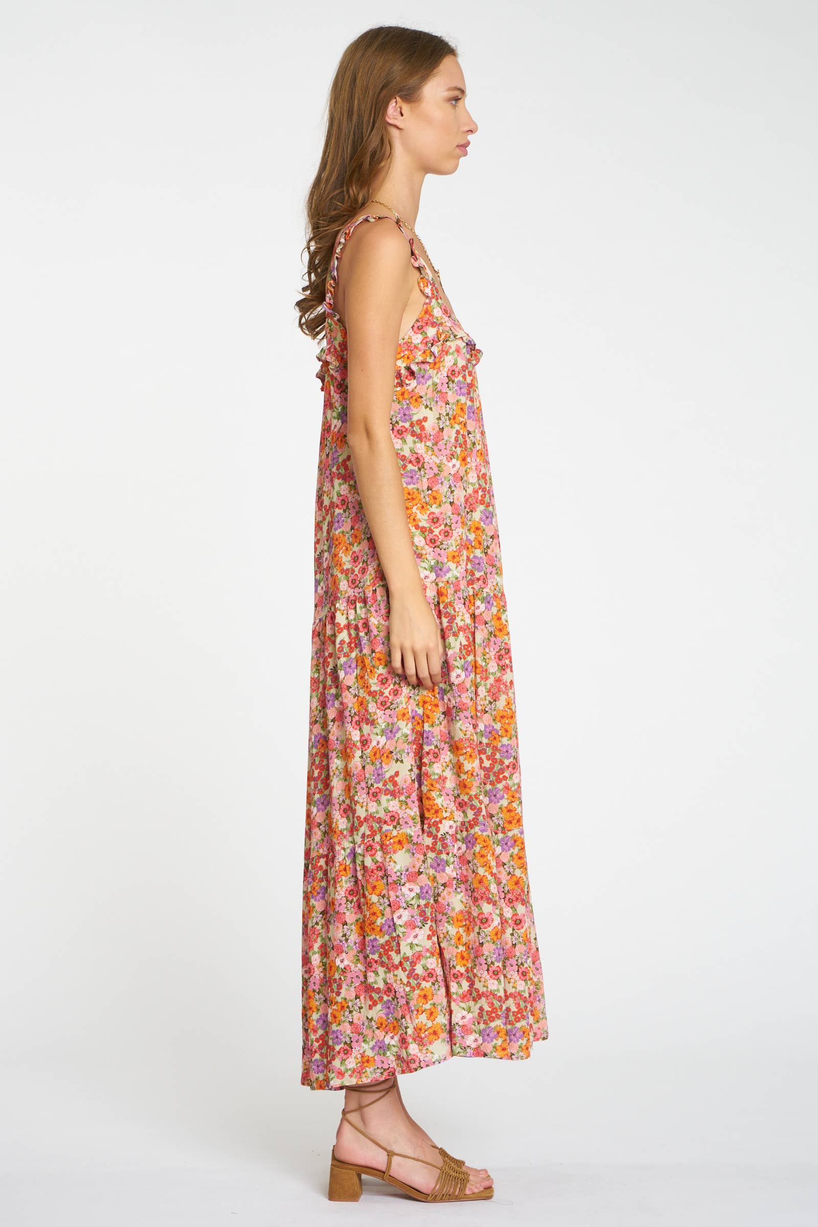 Robin Dress in Peach Blumen von dRA
