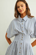 Gingham Patterned Shirt Kleid