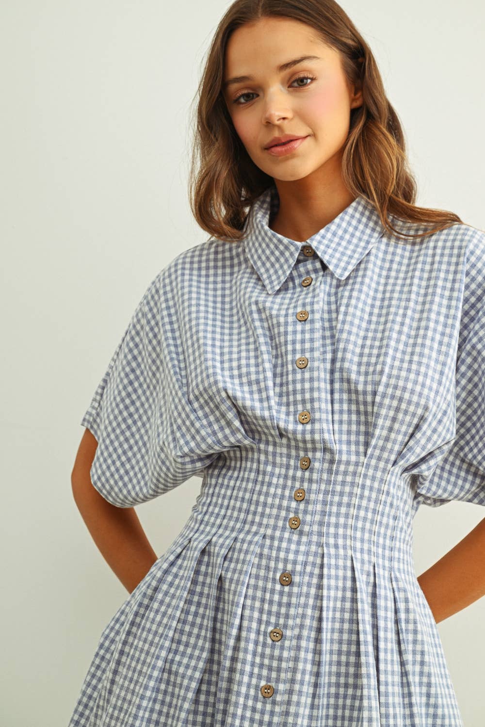 Gingham Patterned Shirt Kleid