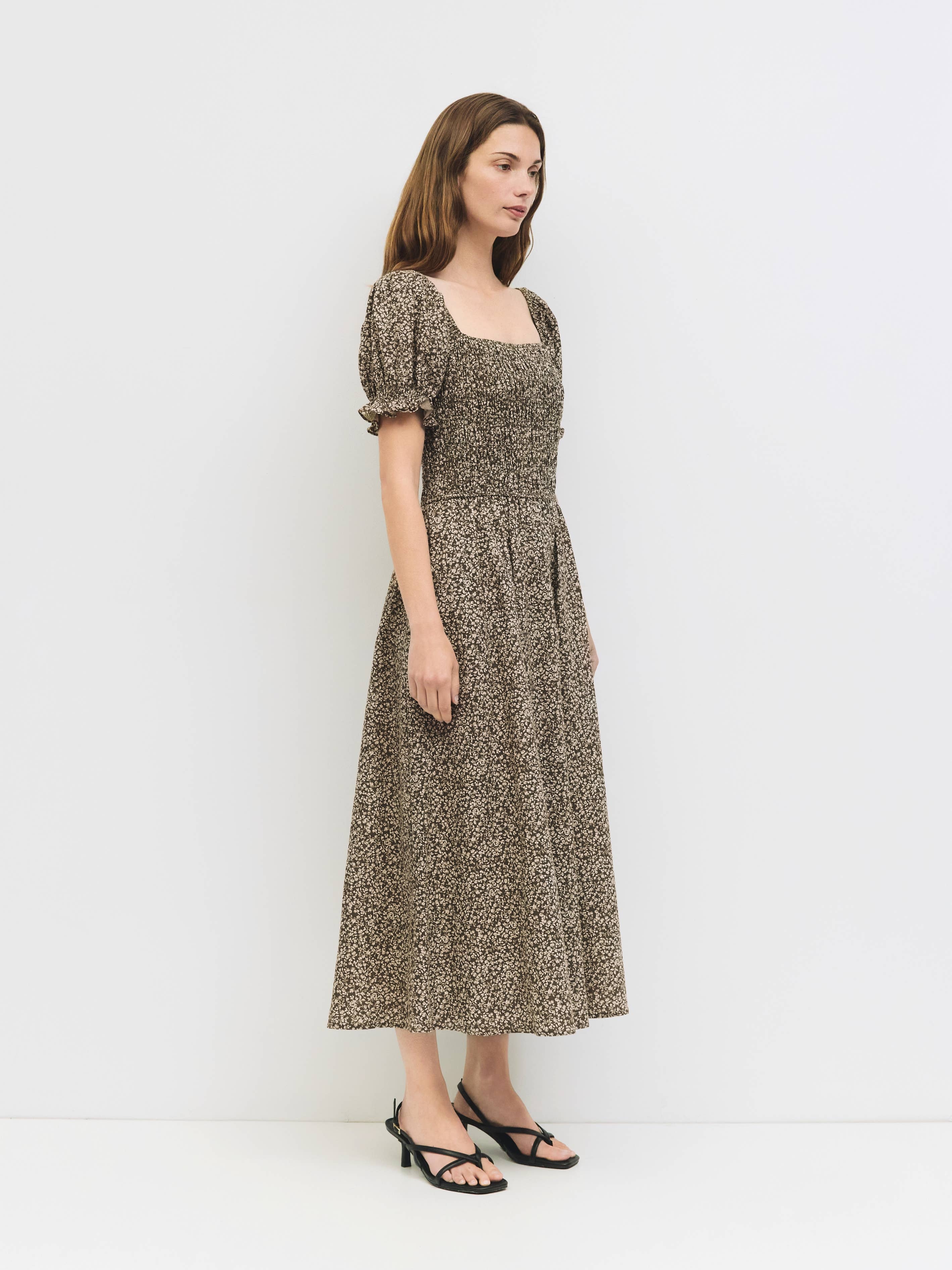 Das Harleen-Kleid | Smocked Blumen Midi Dress von All Row
