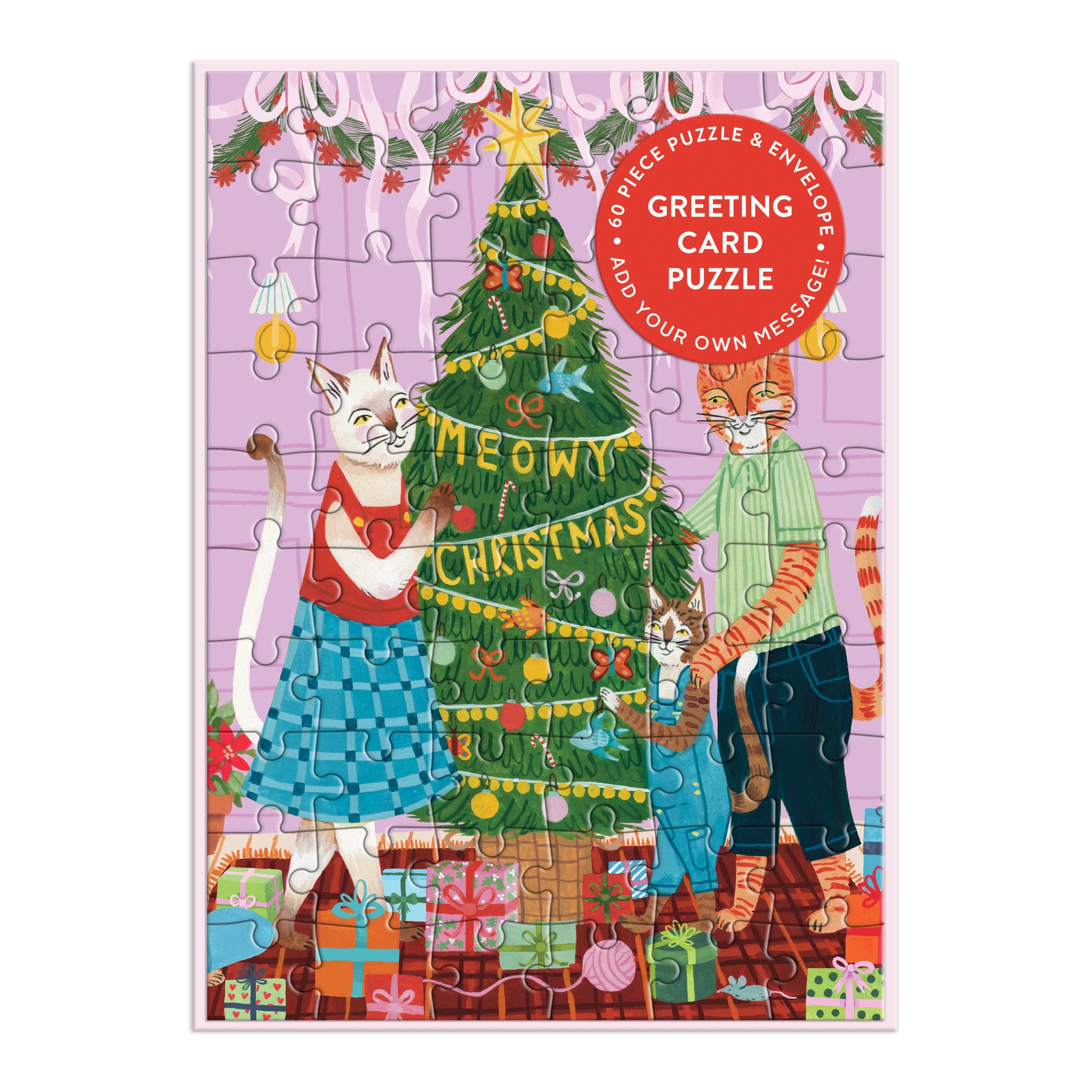 Meowy Weihnachtsgrüße Karten Puzzle