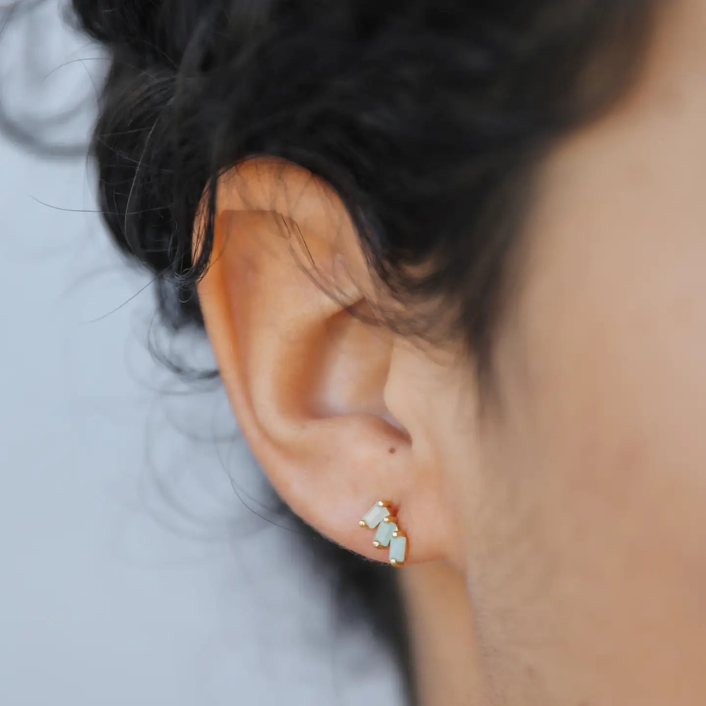 Amazonite Offset Trio Stack Ohrringe
