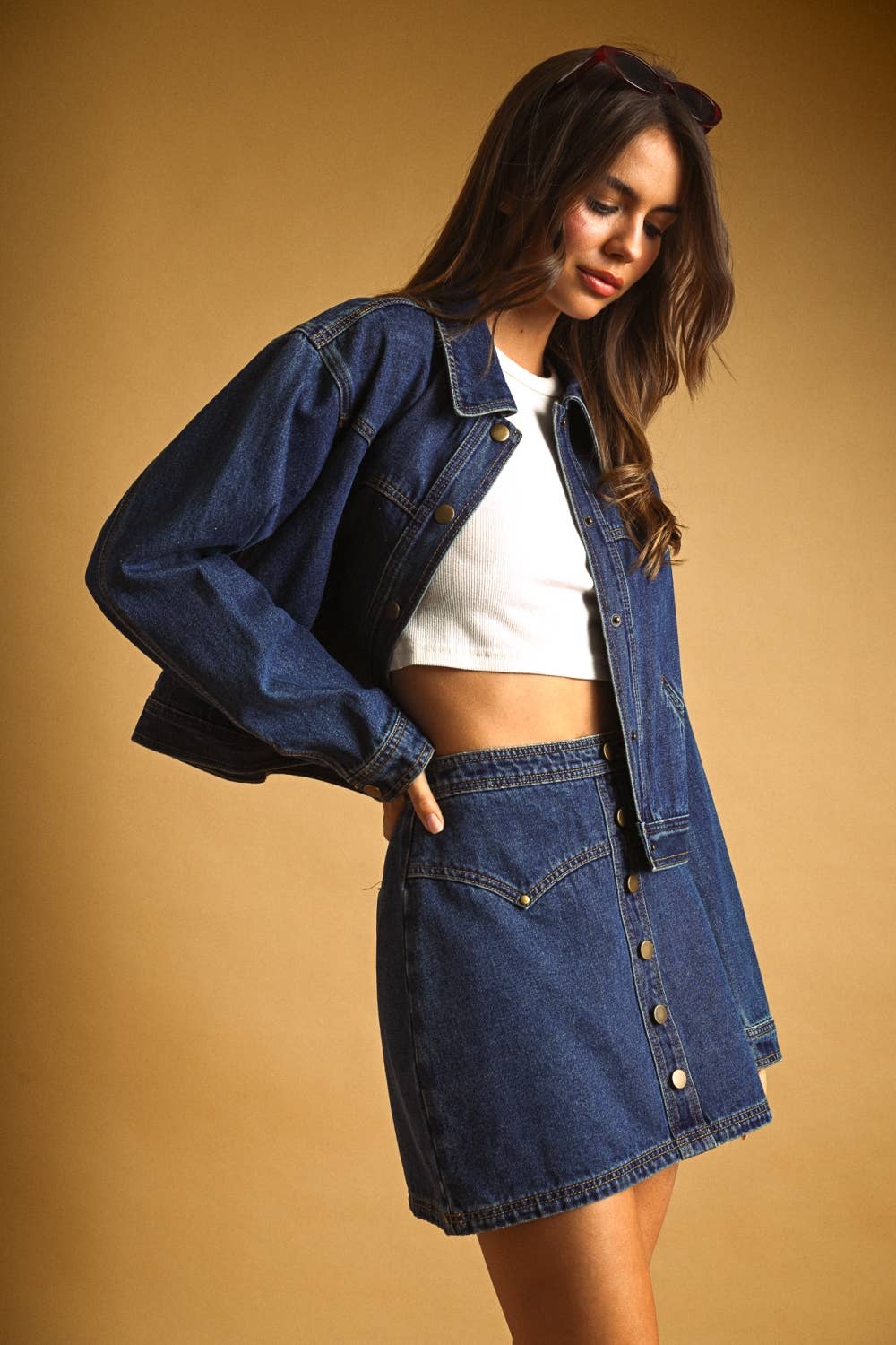 Reguläre Knopffront Indigo Denim Jacke