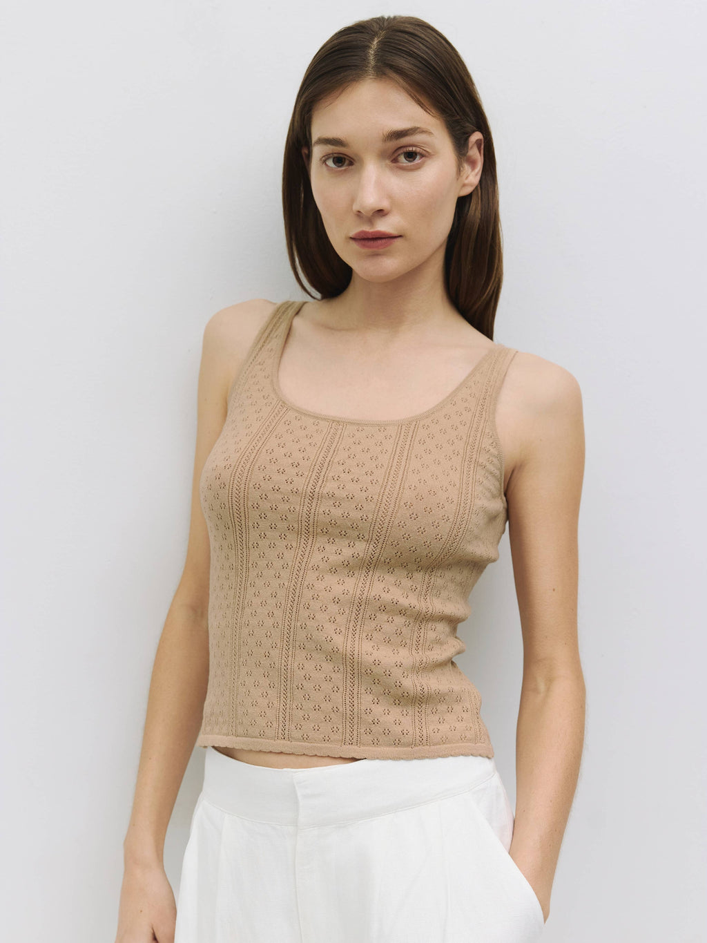 Knit Pointelle Tanktop von All Row