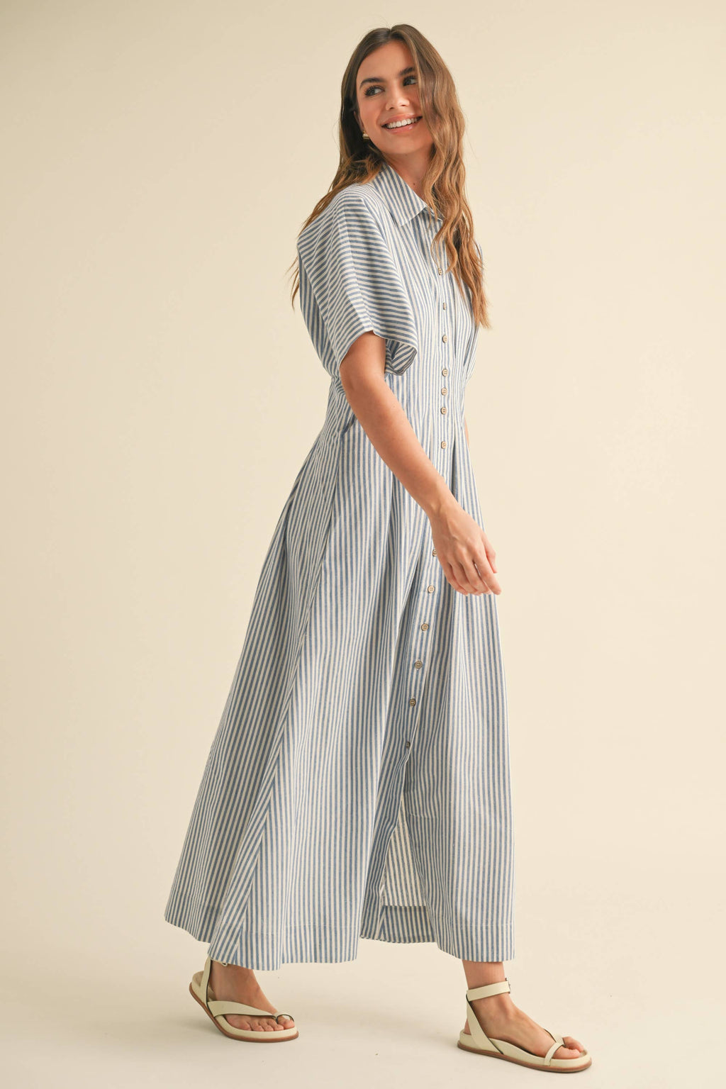 Striped Buttondown Shirt Kleid