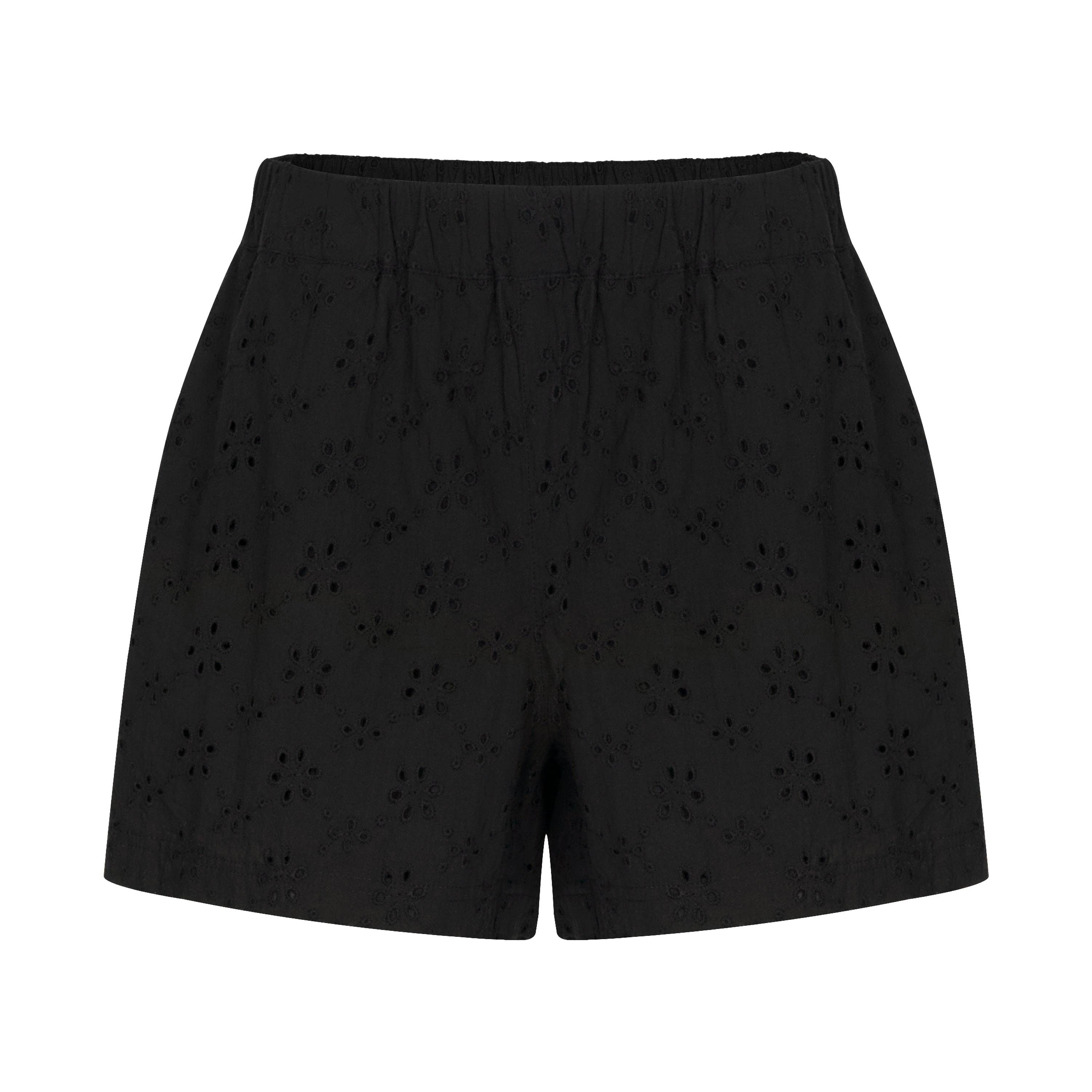 Schwarz Eyelet Bermuda Shorts von Sunshine Tienda
