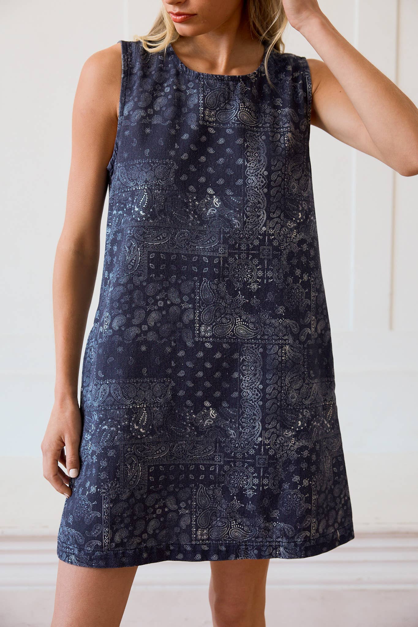 Bandana Print Ärmelloses Schichtkleid gewaschen