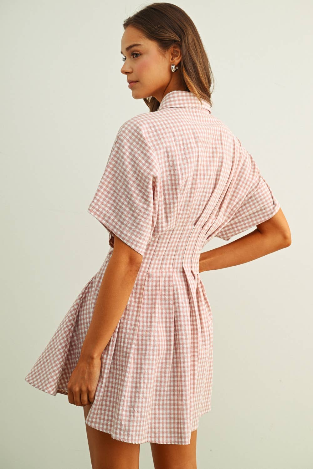 Gingham Patterned Shirt Kleid