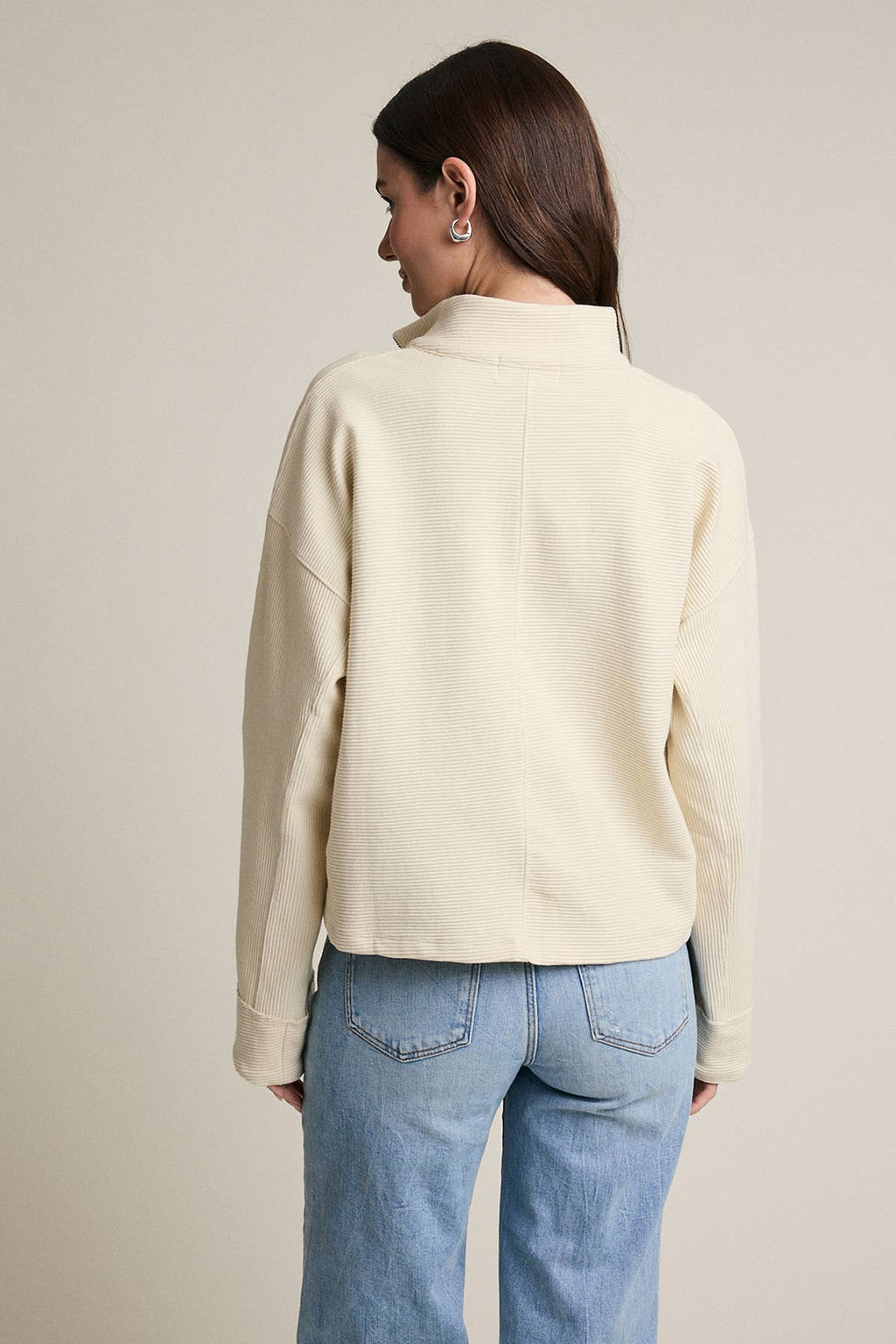 Texturierte Half Zip Pullover Top