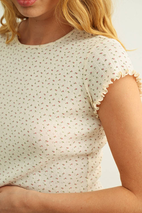 Blumen Printed Kurzarm Crop Top