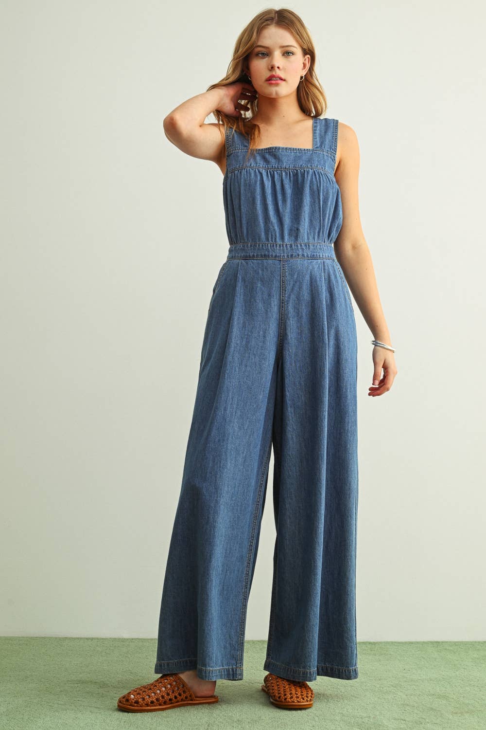 Ärmellos Denim Chambray Jumpsuit (Deutsche Ausgabe)