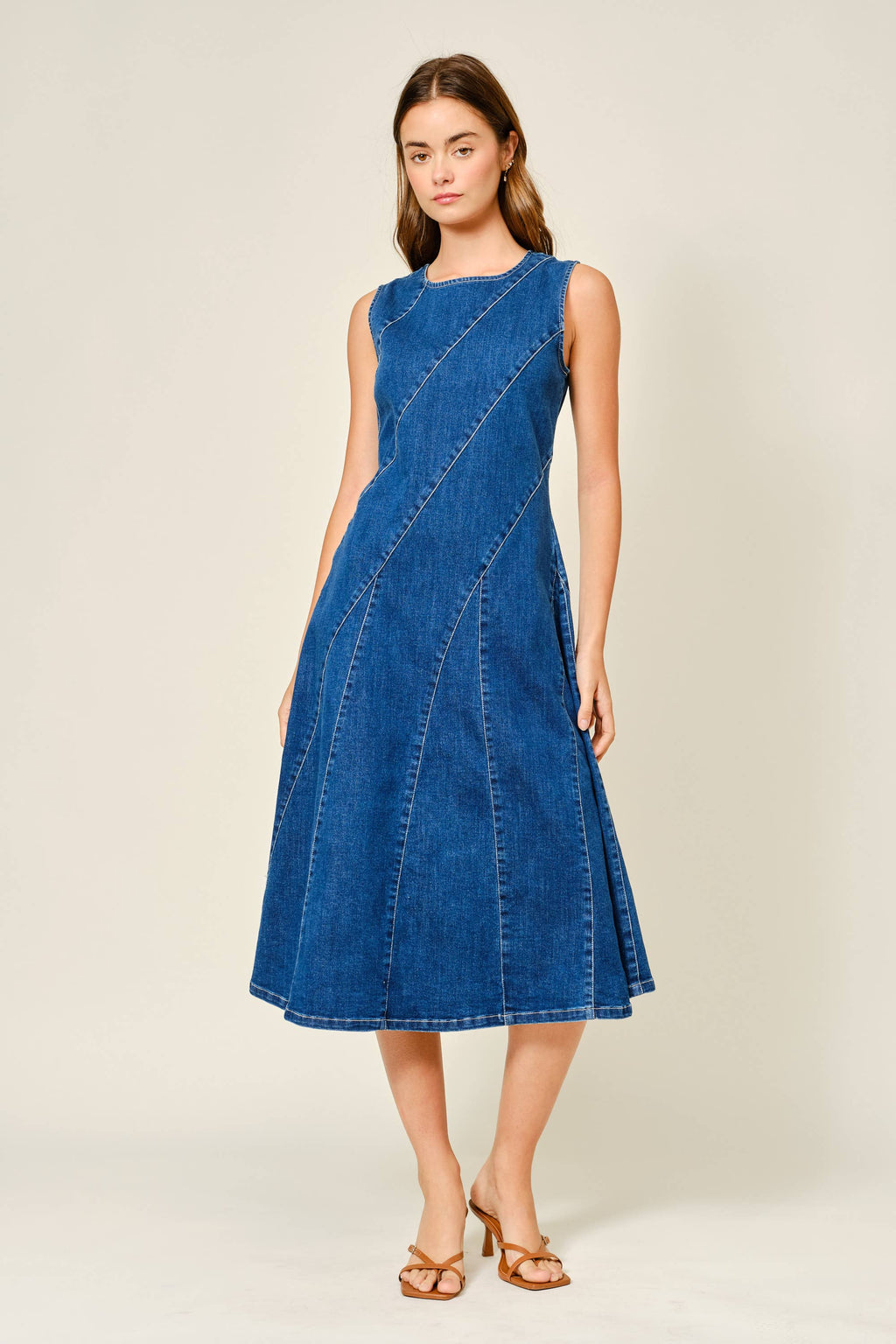 Stretch Mermaid Line Denim Midi Kleid von Aaron & Amber