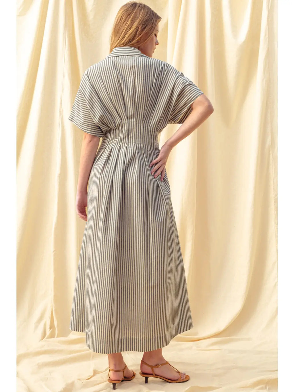 Striped Buttondown Shirt Kleid