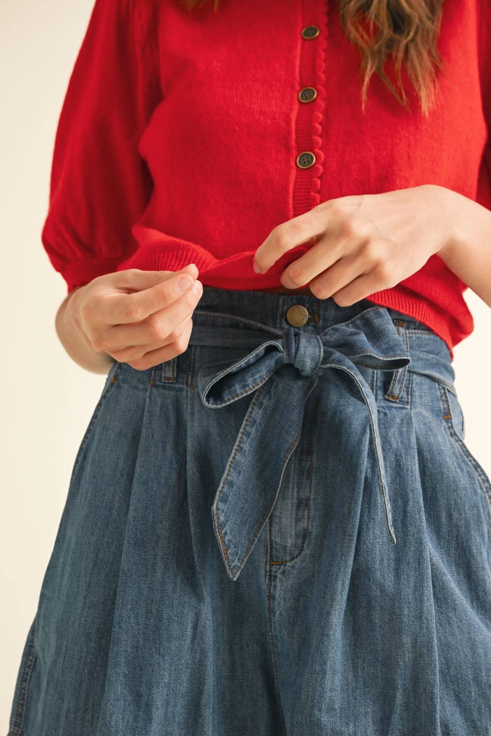 Puff Kurzarm Button Down Strick Cardigan