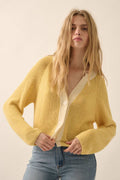 Ribbed Knit Kontrast Cardigan Pullover