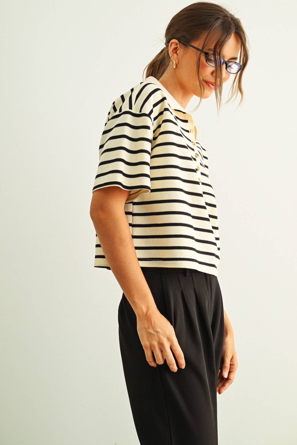 Stripe Pattern Kurzärmel Polo-Shirt
