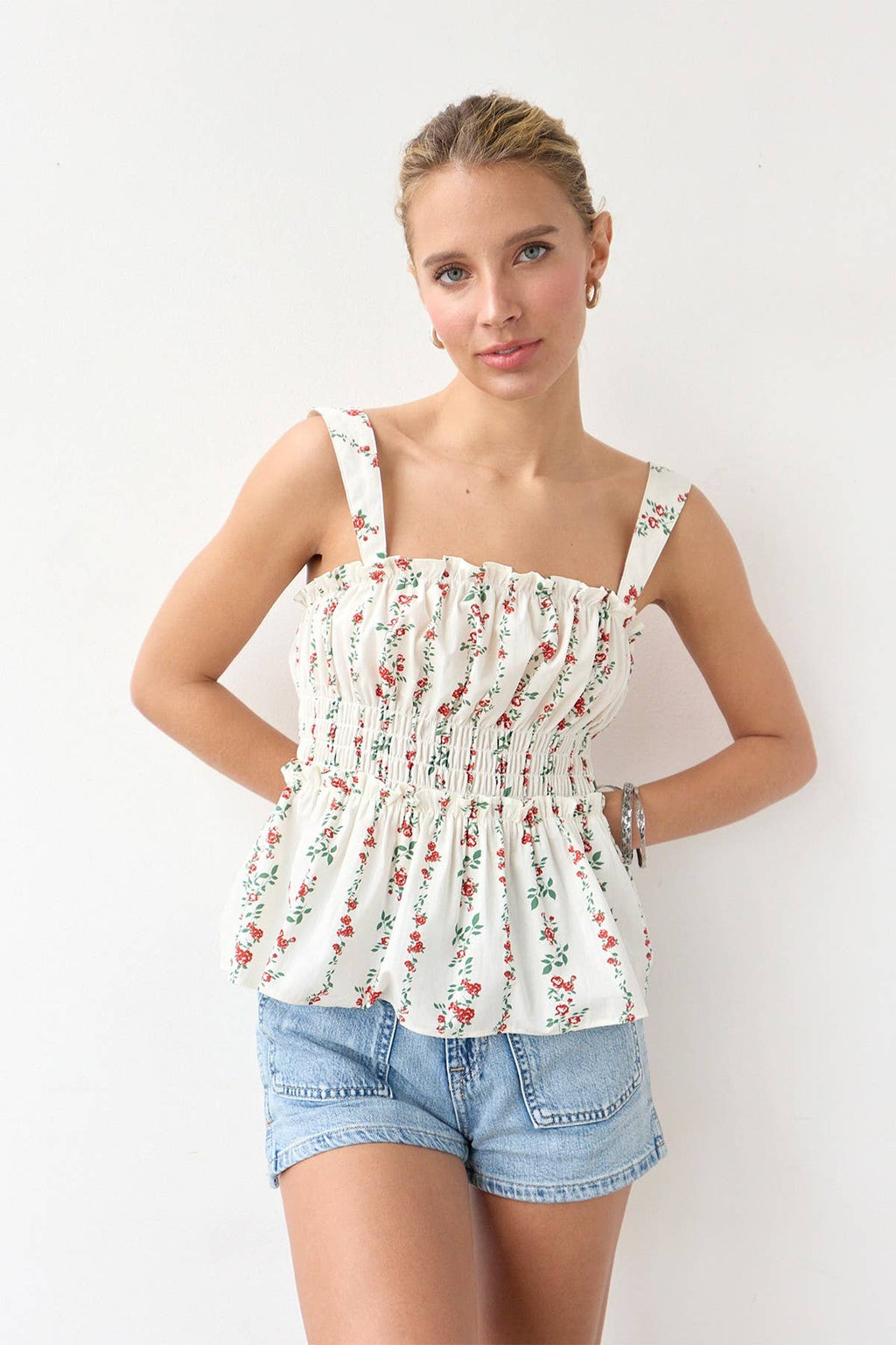 Smocked Ärmellos Top