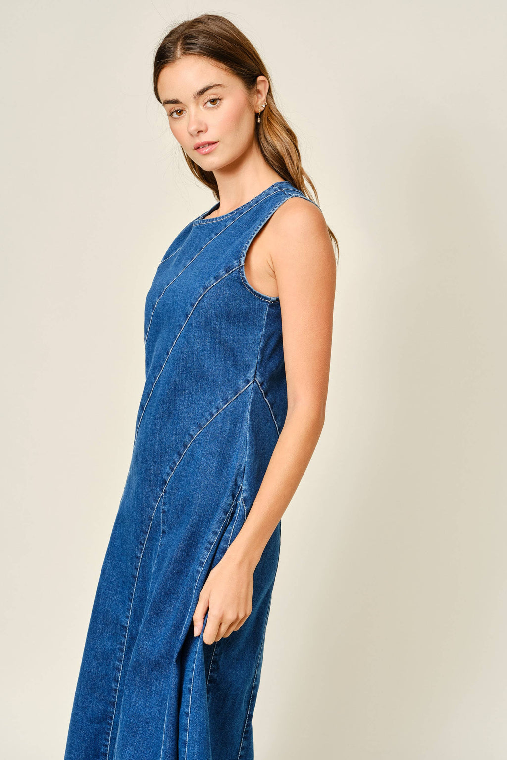 Stretch Mermaid Line Denim Midi Kleid von Aaron & Amber