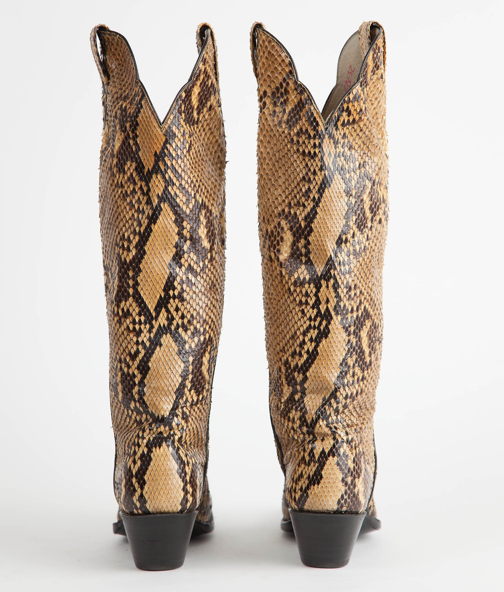 Vintage Larry Mahan Full Python Snakeskin Cowboy Boots - 4.5B