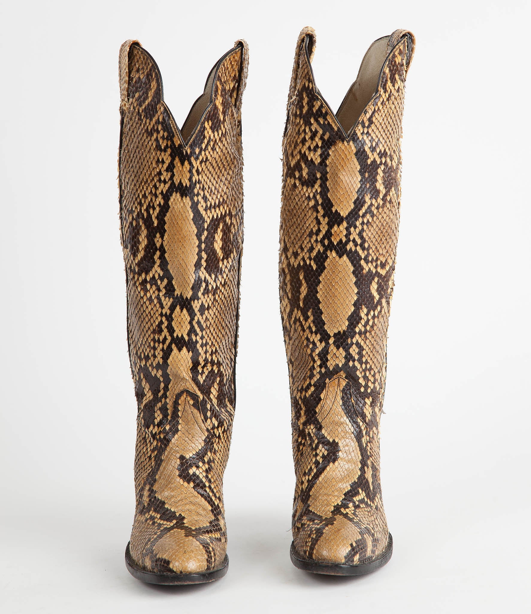 Vintage Larry Mahan Full Python Snakeskin Cowboy Boots - 4.5B