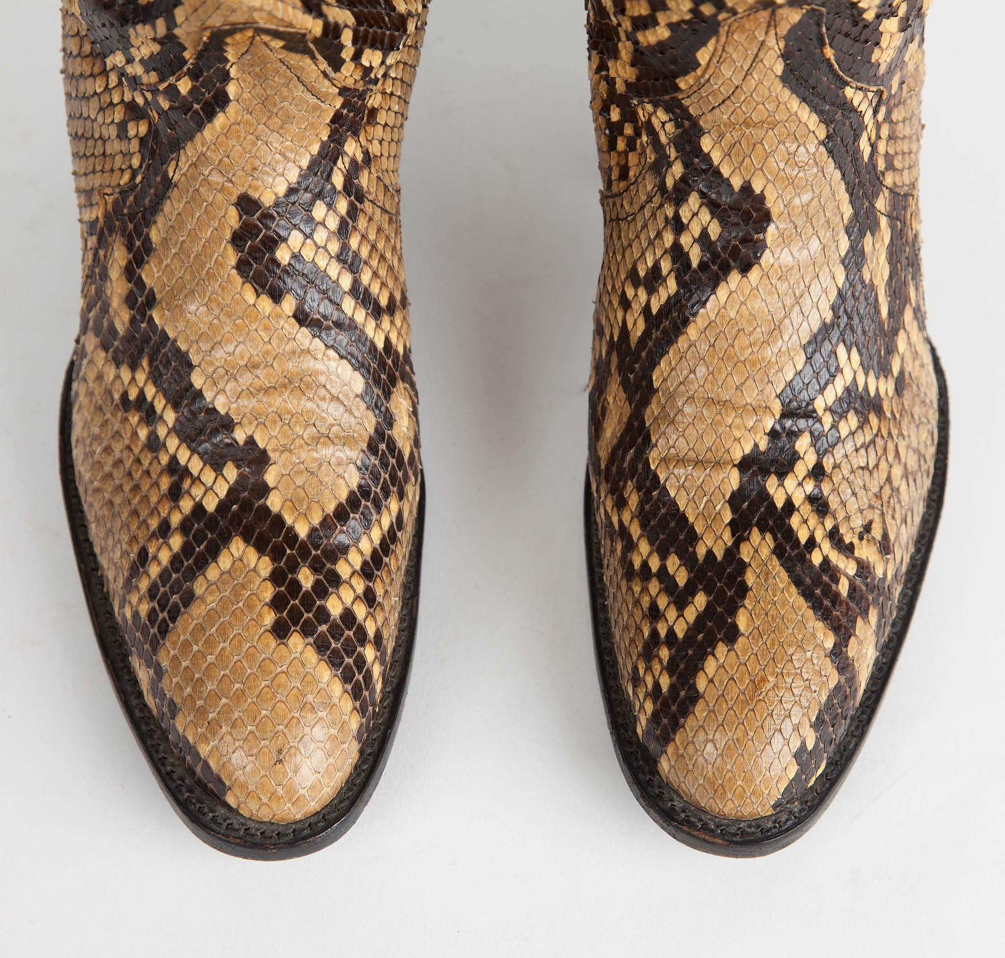 Vintage Larry Mahan Full Python Snakeskin Cowboy Boots - 4.5B