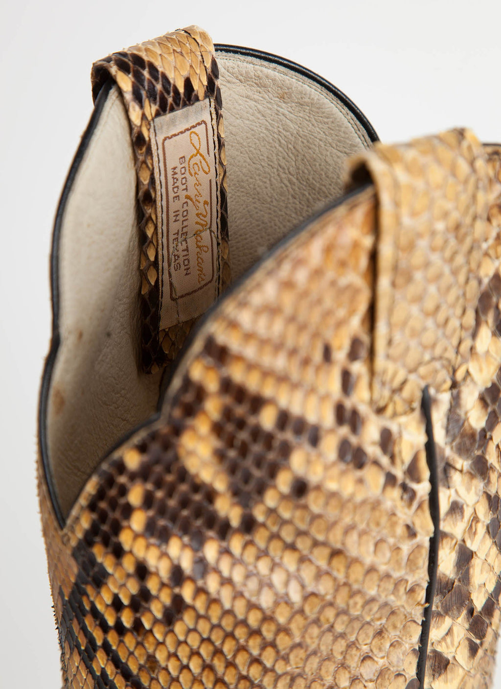Vintage Larry Mahan Full Python Snakeskin Cowboy Boots - 4.5B